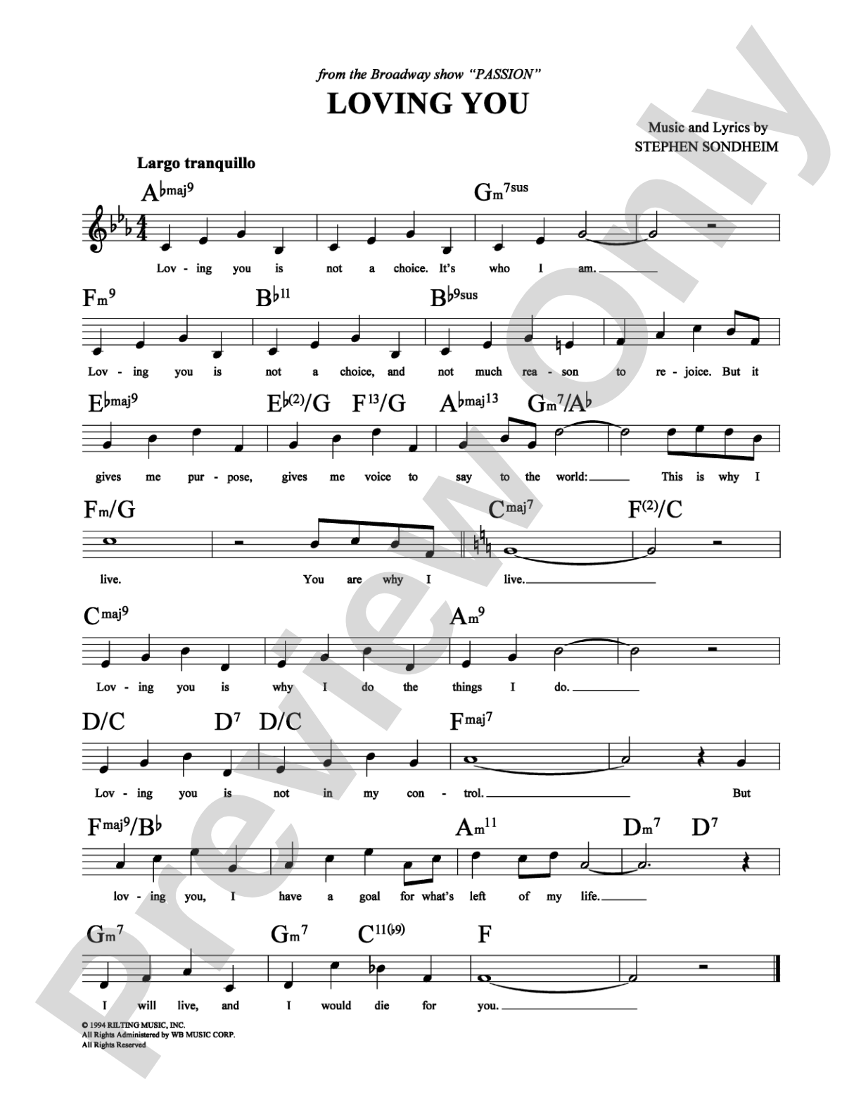 Loving You: Lead Sheet Digital Sheet Music