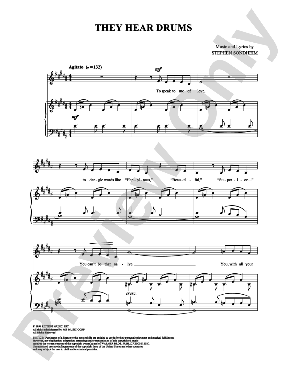 They Hear Drums: Piano/Vocal/Chords Digital Sheet Music
