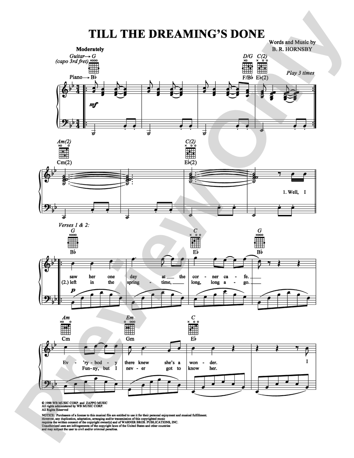 Till the Dreaming's Done: Piano/Vocal/Chords Digital Sheet Music