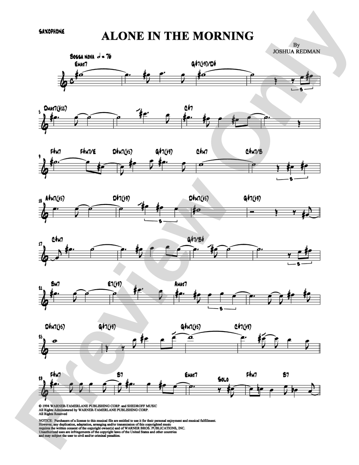 Alone in the Morning: Solo & Small Ensemble Digital Sheet Music