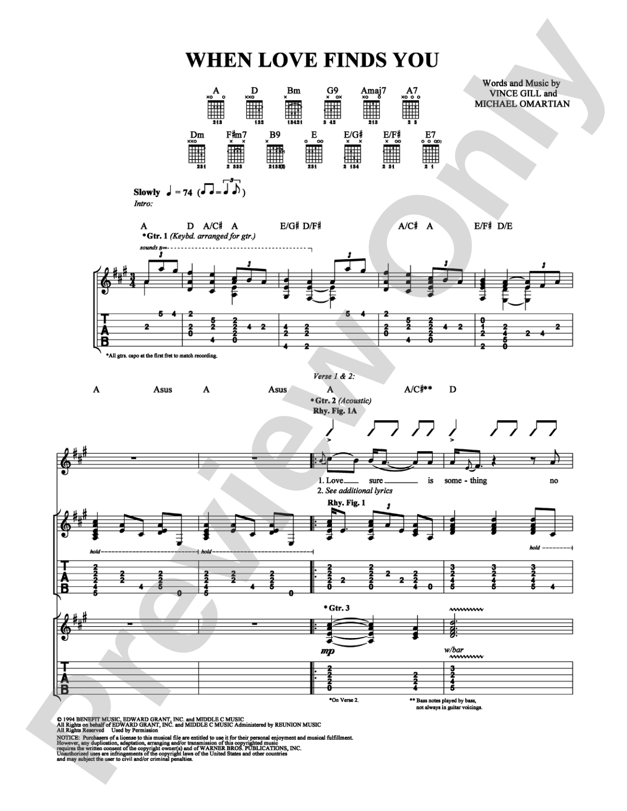 When Love Finds You: Guitar TAB Digital Sheet Music