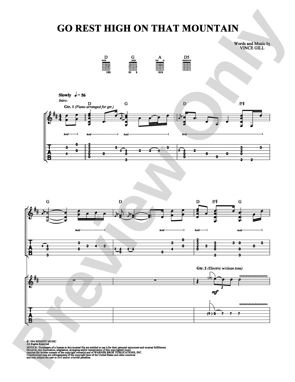 Go Rest High On That Mountain: Guitar TAB Digital Sheet Music