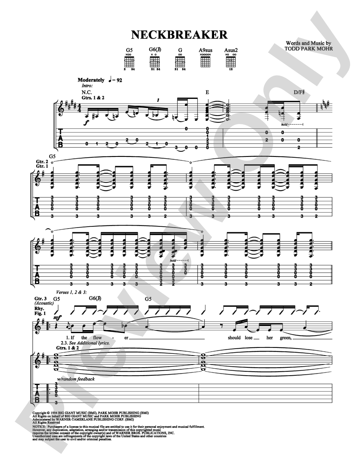 Neckbreaker: Guitar TAB Digital Sheet Music