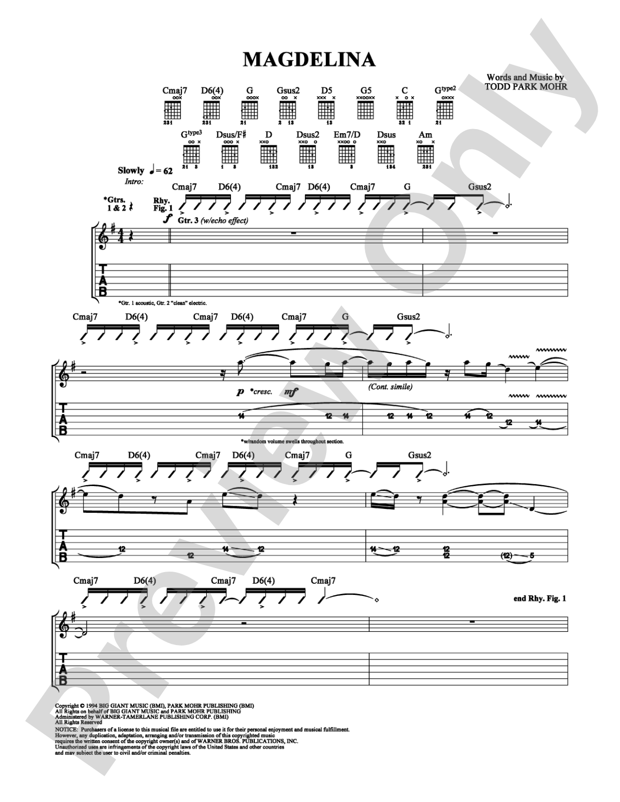 Magdelina: Guitar TAB Digital Sheet Music