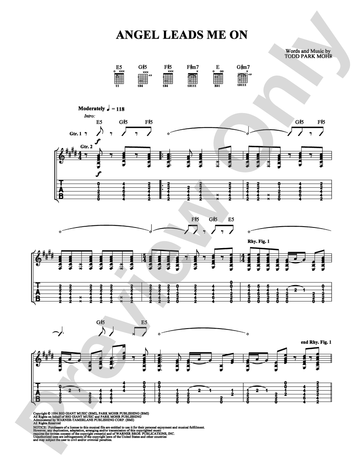 Angel Leads Me On: Guitar TAB Digital Sheet Music