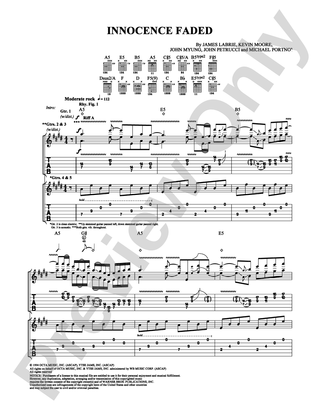 Innocence Faded: Guitar TAB Digital Sheet Music