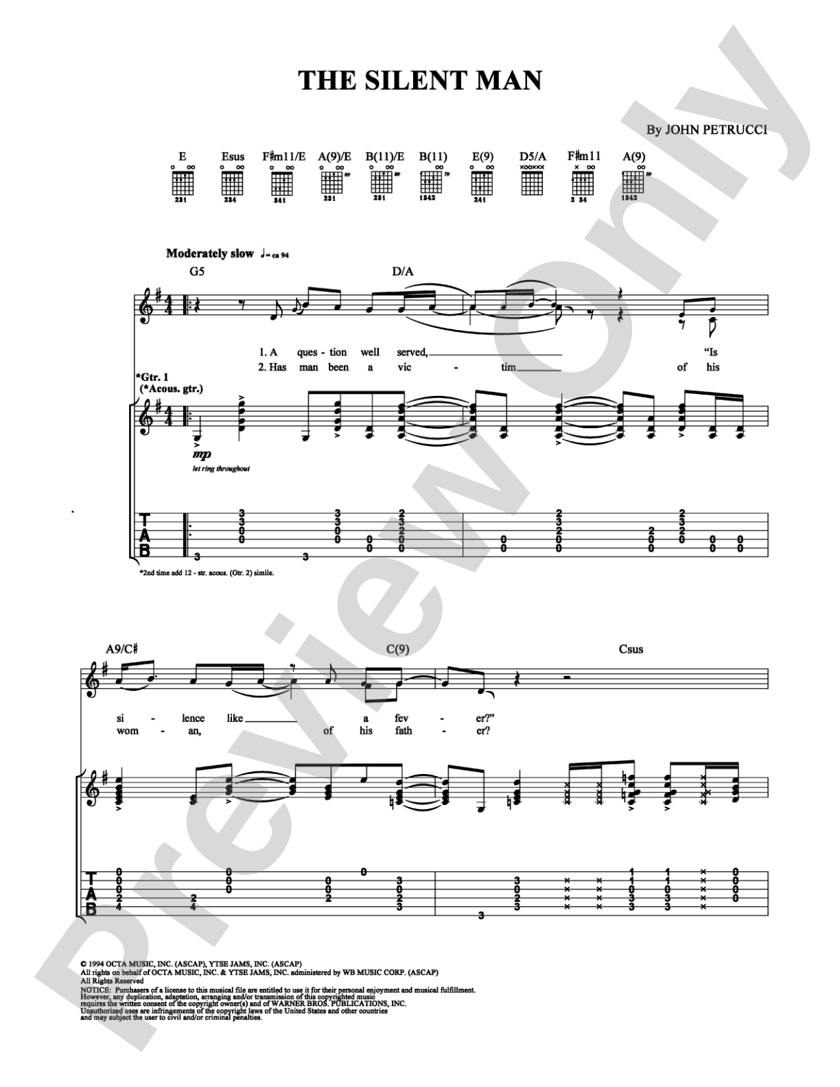 The Silent Man: Guitar TAB Digital Sheet Music