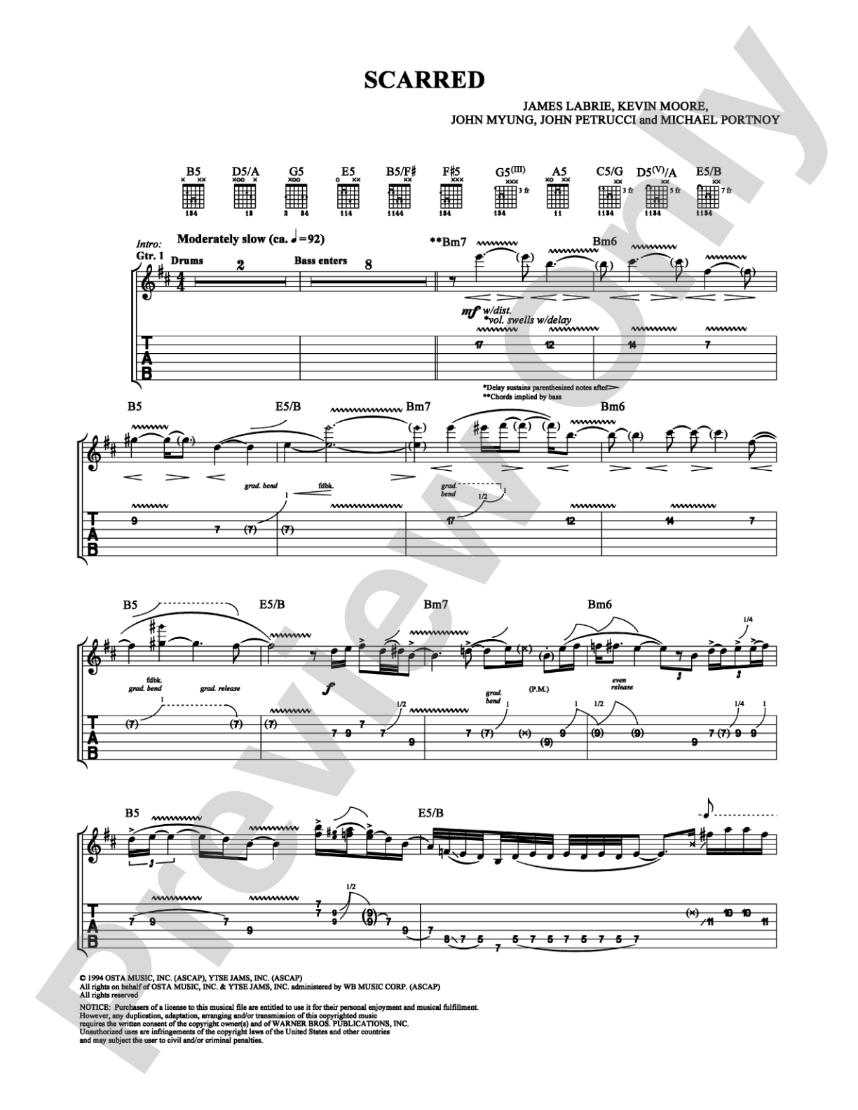 Scarred: Guitar TAB Digital Sheet Music