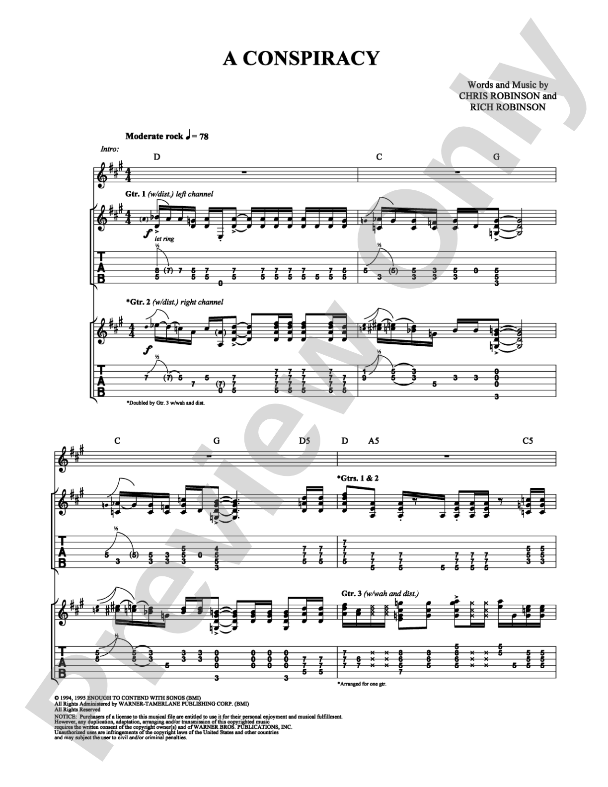 A Conspiracy: Guitar TAB Digital Sheet Music