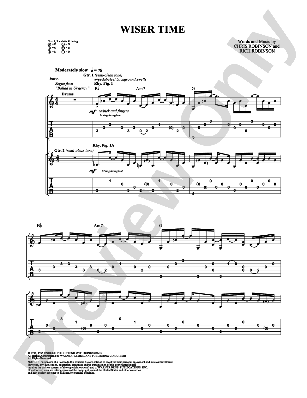 Wiser Time: Guitar TAB Digital Sheet Music