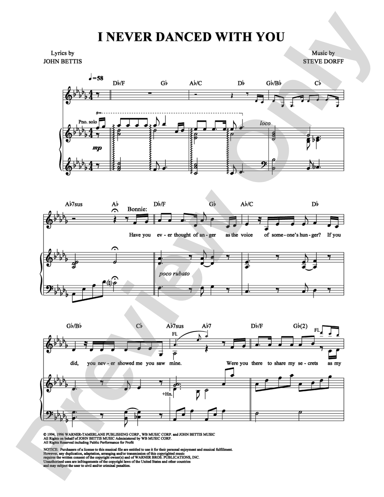 I Never Danced with You: Piano/Vocal/Chords Digital Sheet Music
