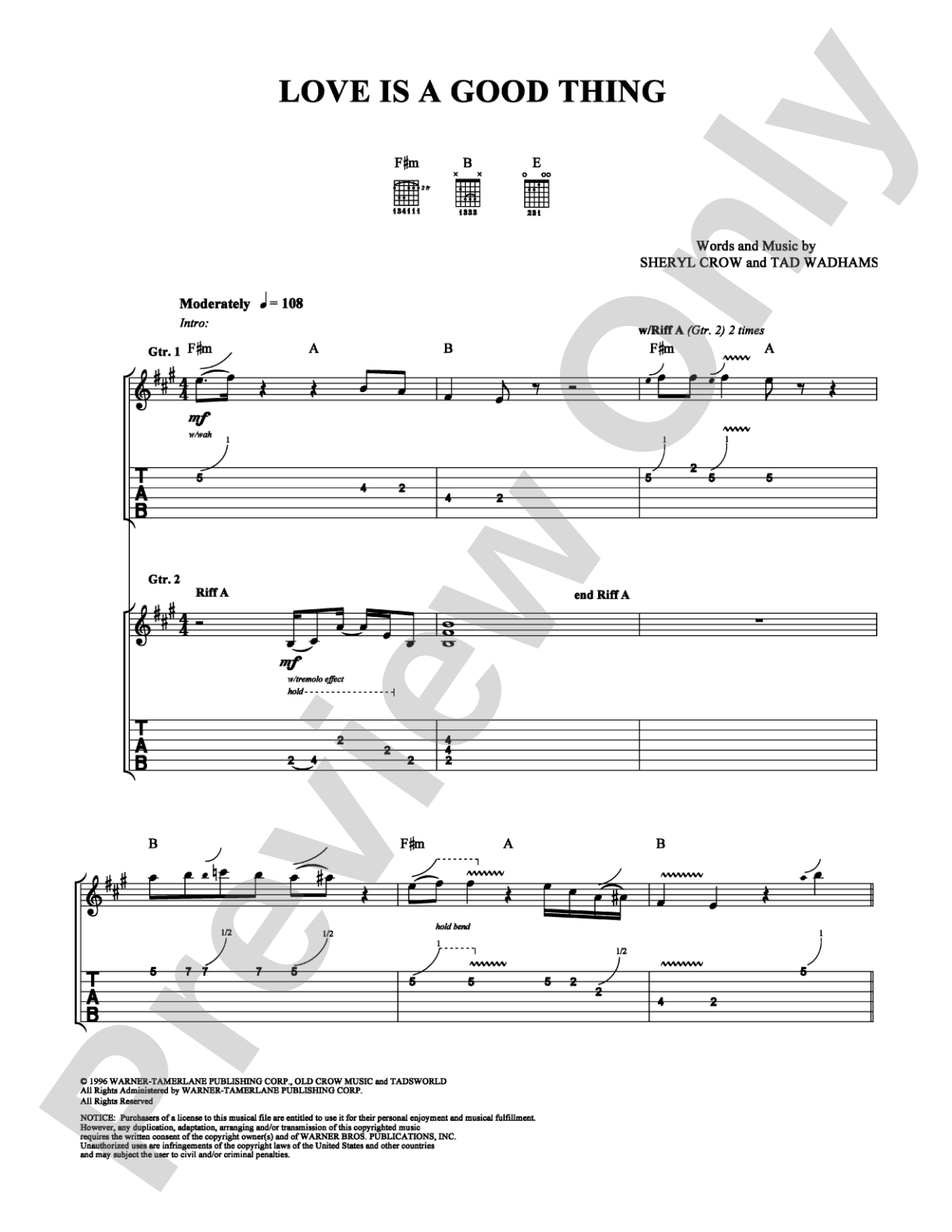 Love is a Good Thing: Guitar TAB Digital Sheet Music