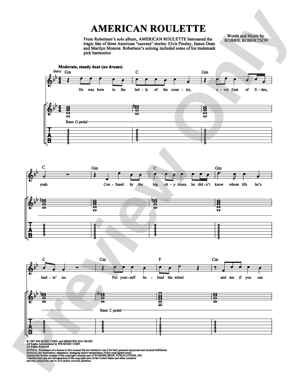 American Roulette: Guitar TAB Digital Sheet Music