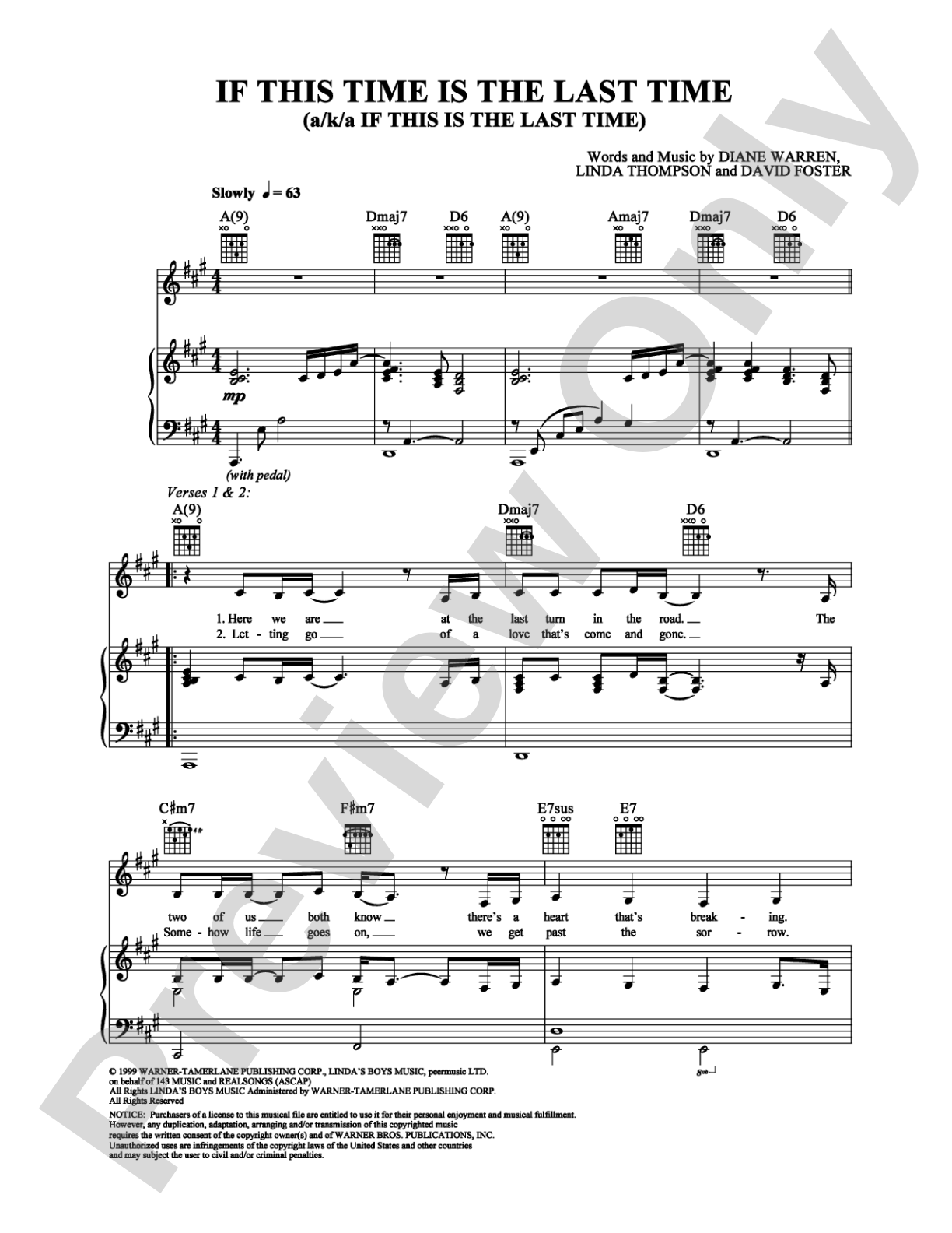If This Time Is the Last Time: Piano/Vocal/Chords Digital Sheet Music