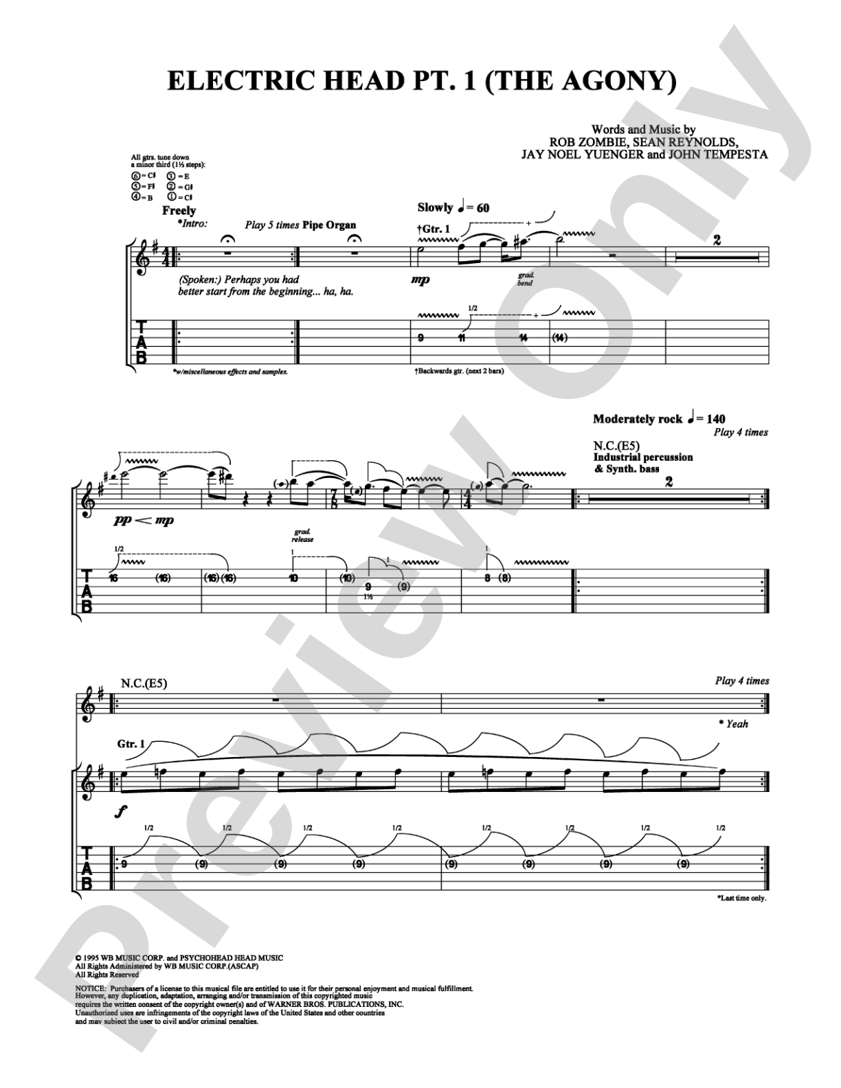Electric Head Pt. 1 (The Agony): Guitar TAB Digital Sheet Music