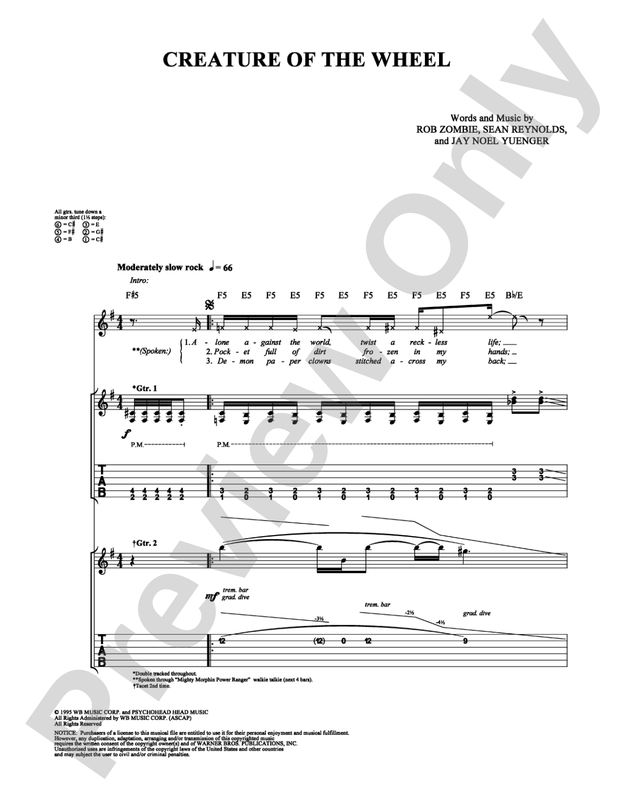 Creature of the Wheel: Guitar TAB Digital Sheet Music