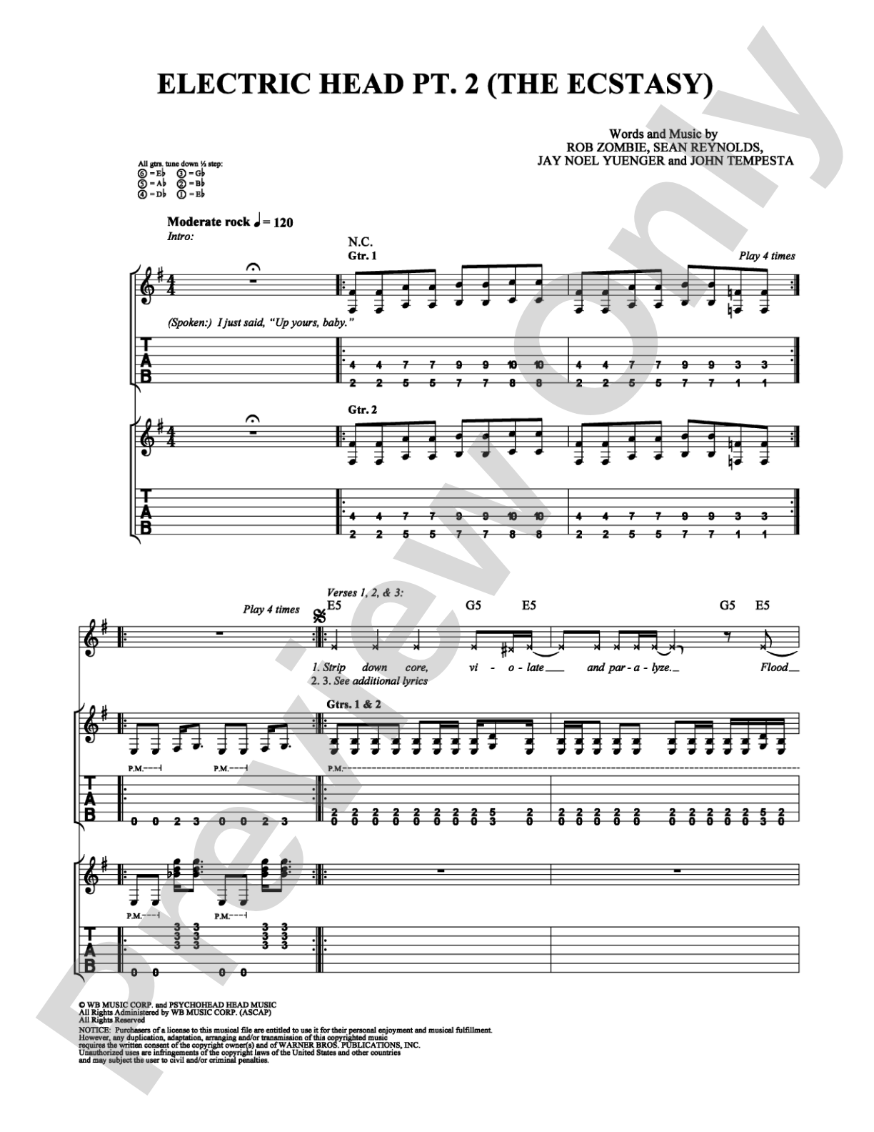 Electric Head Pt. 2 (The Ecstasy): Guitar TAB Digital Sheet Music