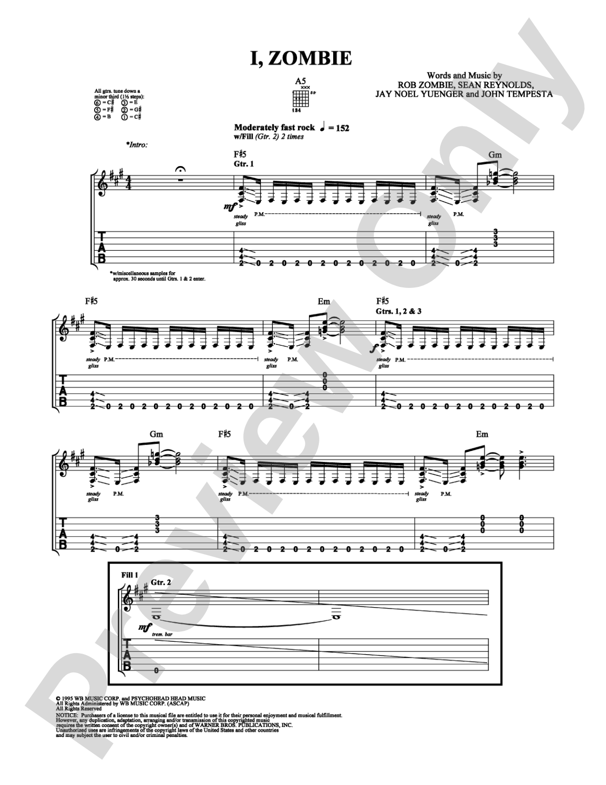 I, Zombie: Guitar TAB Digital Sheet Music