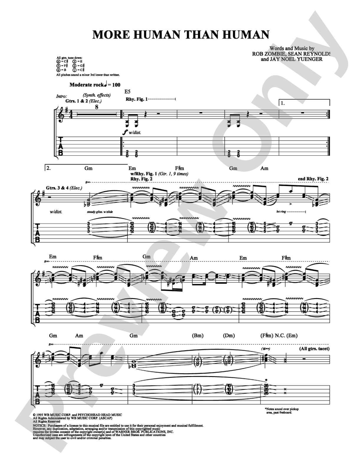 More Human Than Human: Guitar TAB Digital Sheet Music