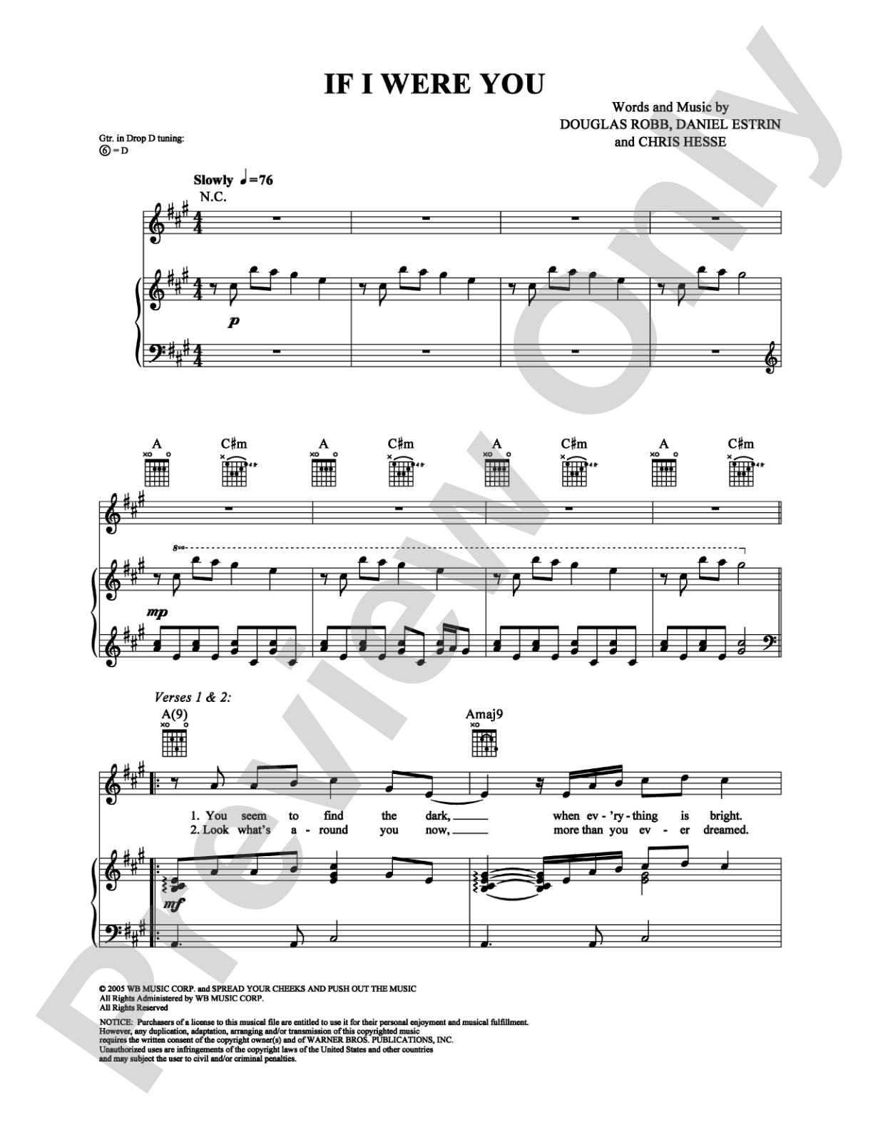 If I Were You: Piano/Vocal/Chords Digital Sheet Music