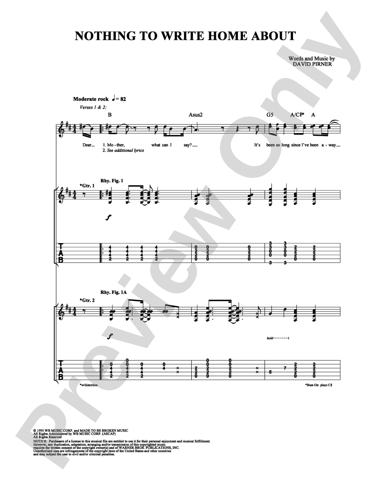 Nothing to Write Home About: Guitar TAB Digital Sheet Music