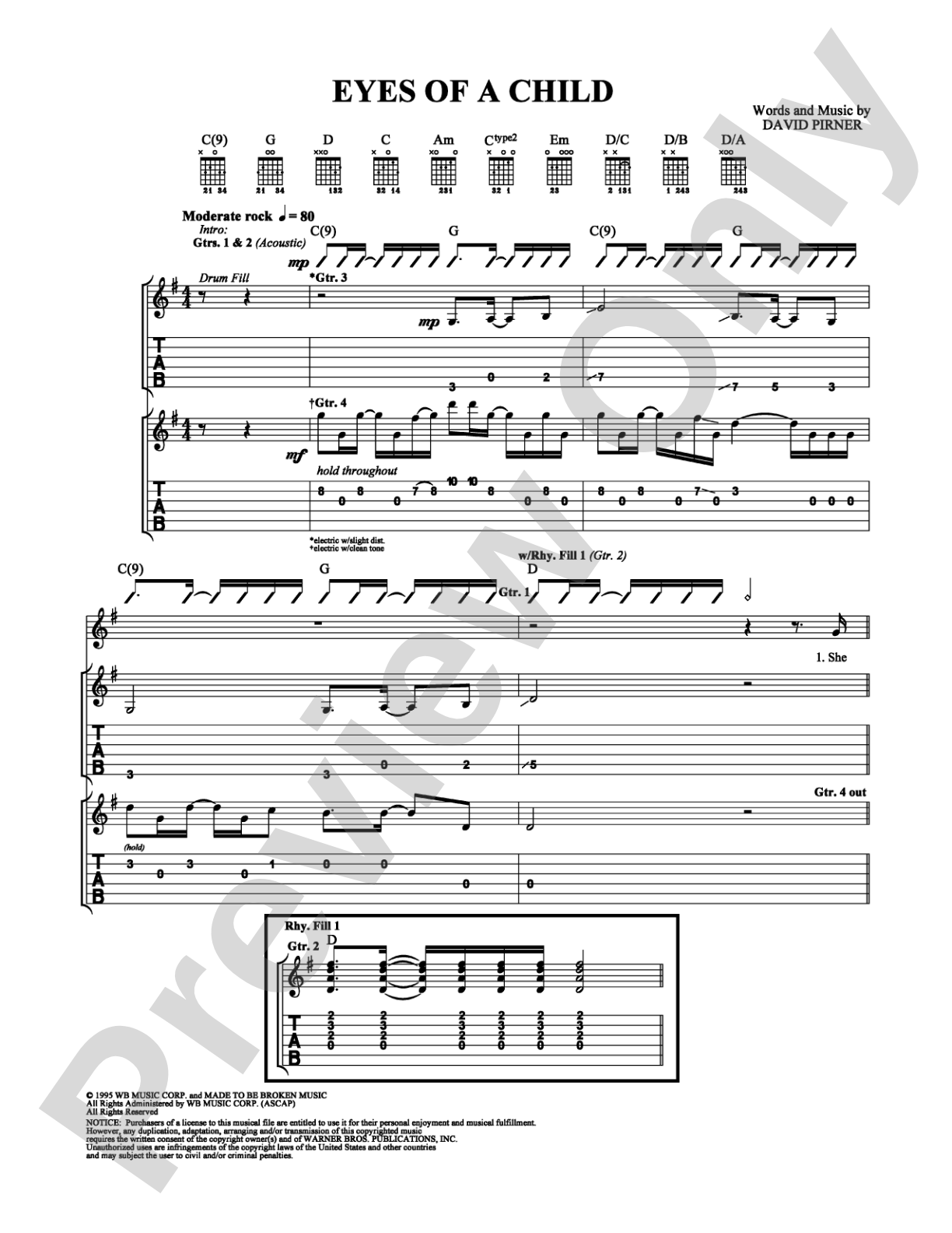 Eyes of a Child: Guitar TAB Digital Sheet Music