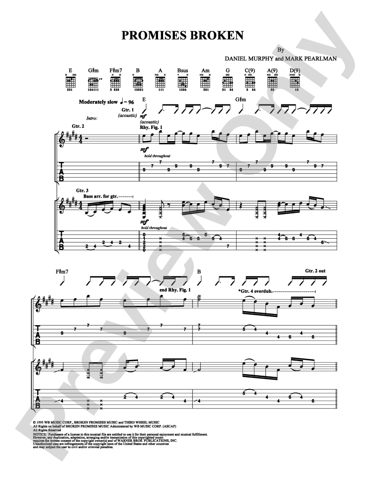 Promises Broken: Guitar TAB Digital Sheet Music
