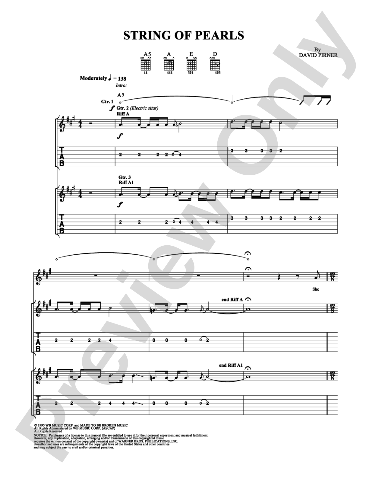 String of Pearls: Guitar TAB Digital Sheet Music