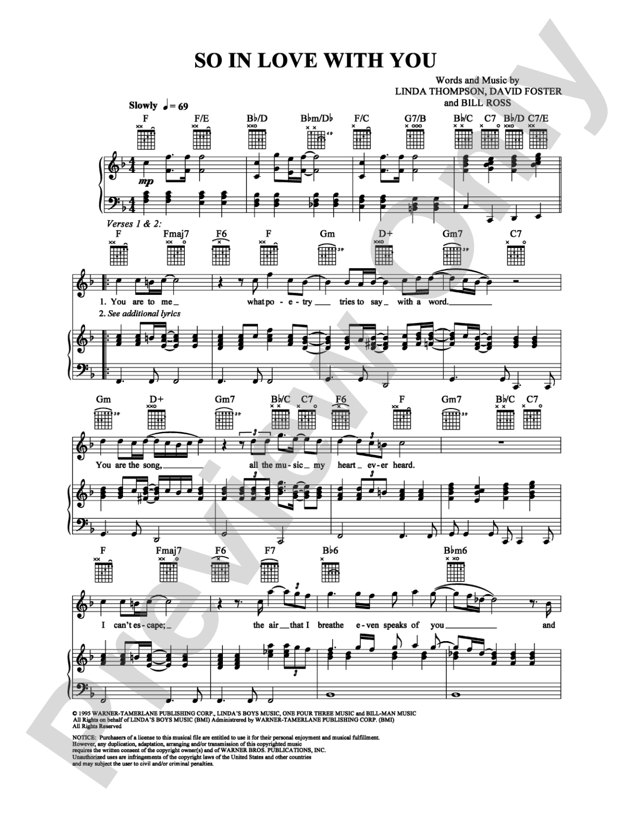 So in Love With You: Piano/Vocal/Chords Digital Sheet Music