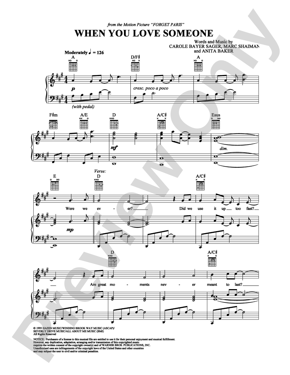 When You Love Someone: Piano/Vocal/Chords Digital Sheet Music
