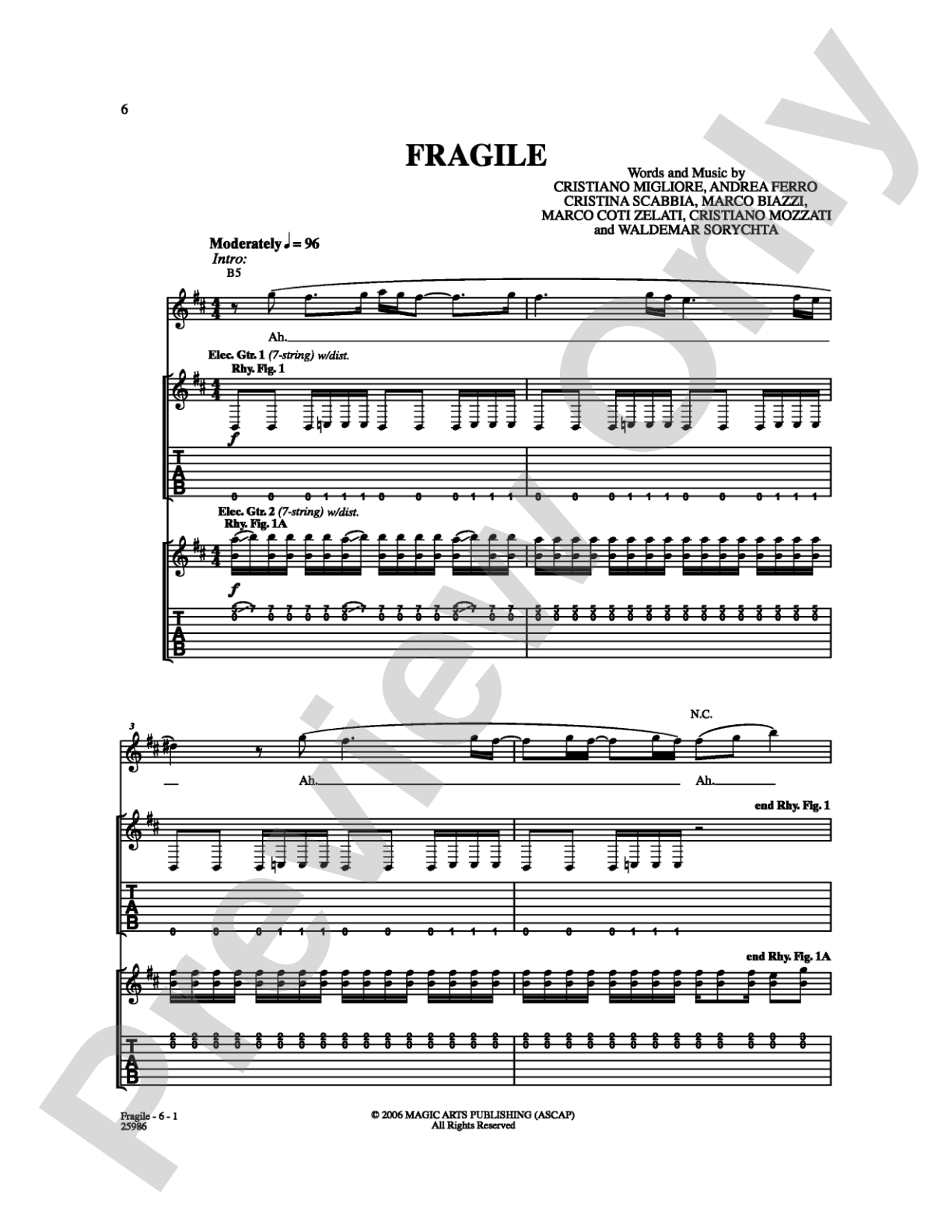 Fragile: Guitar TAB Digital Sheet Music