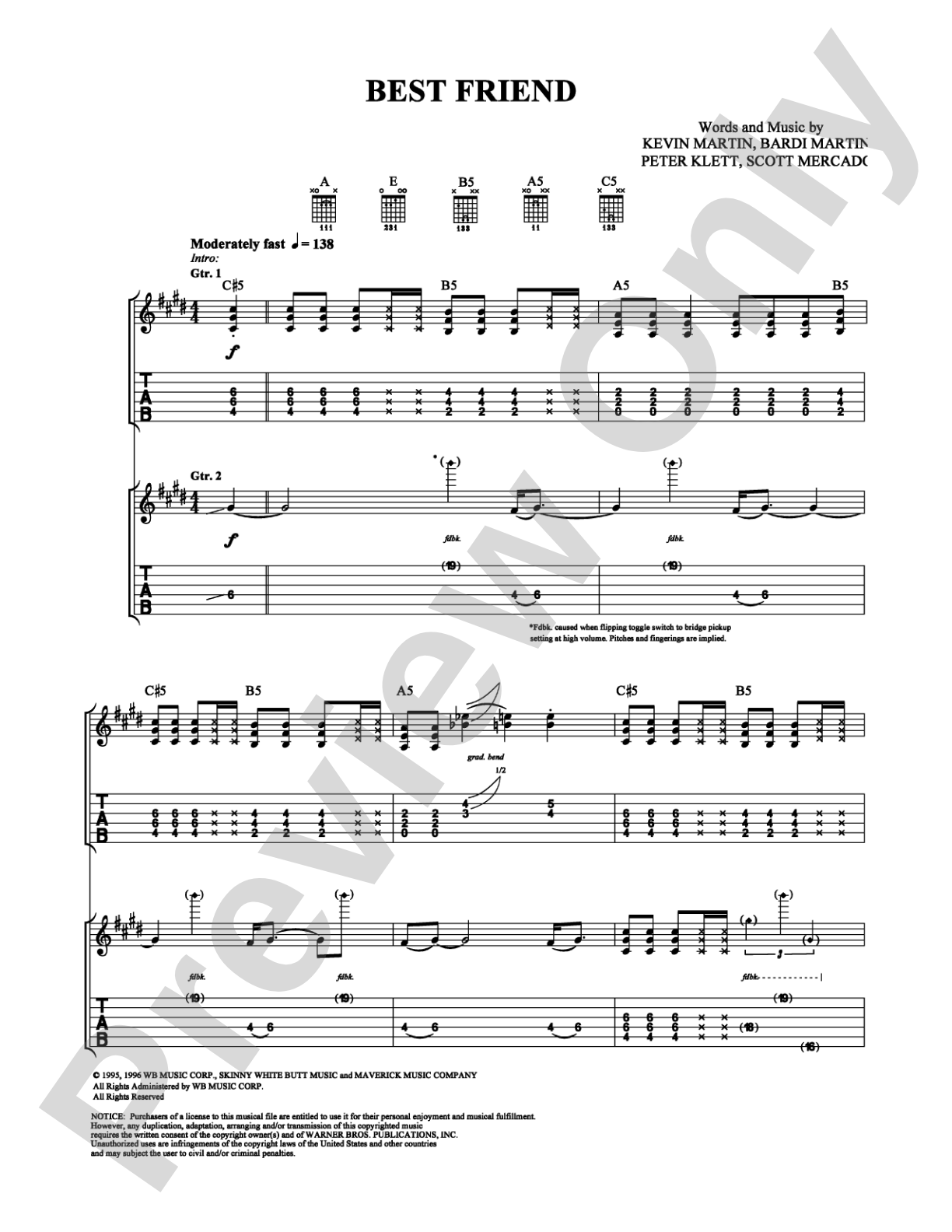 Best Friend: Guitar TAB Digital Sheet Music