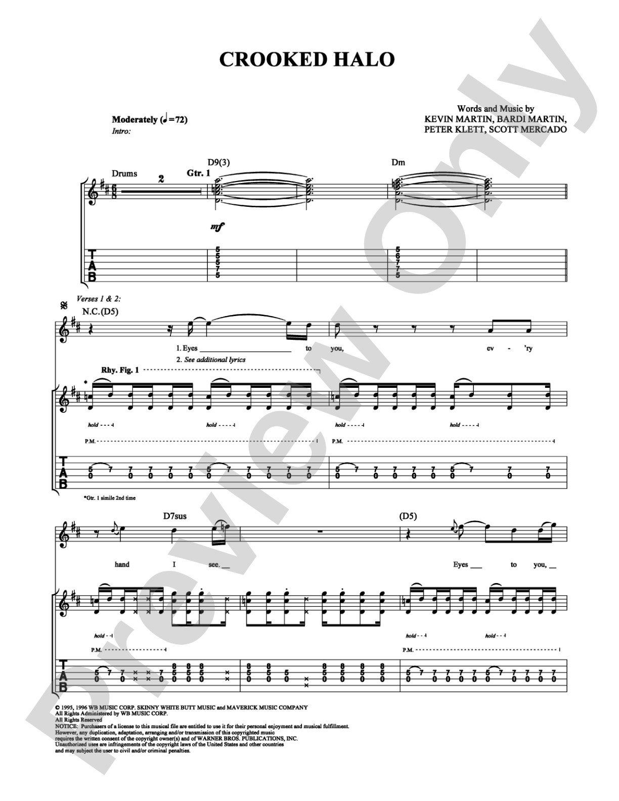 Crooked Halo: Guitar TAB Digital Sheet Music
