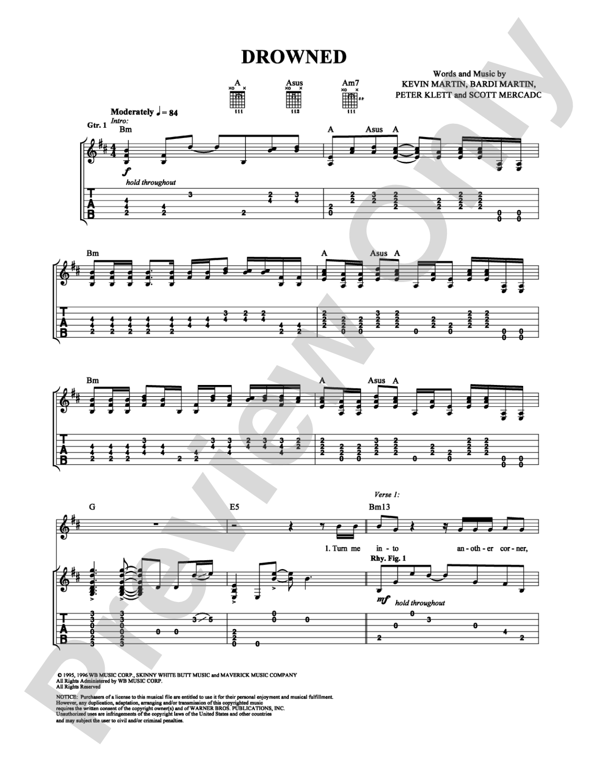 Drowned: Guitar TAB Digital Sheet Music