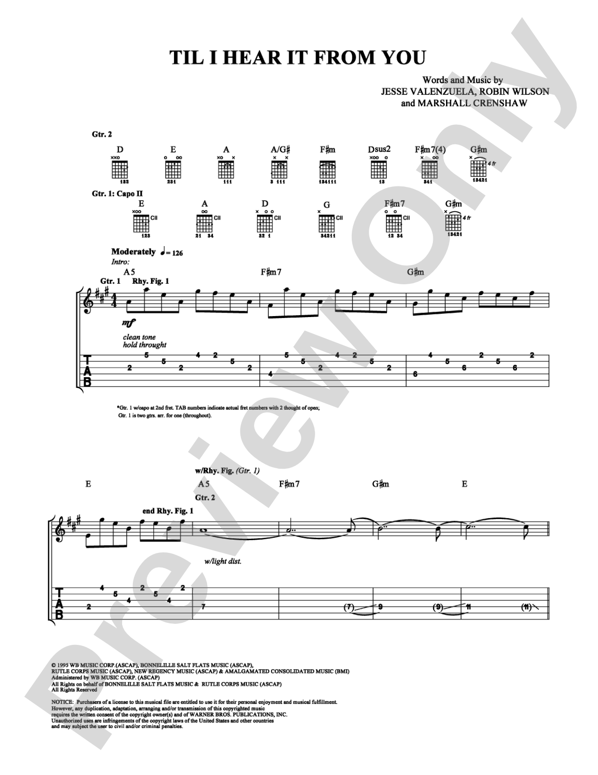Til I Hear It From You: Guitar TAB Digital Sheet Music