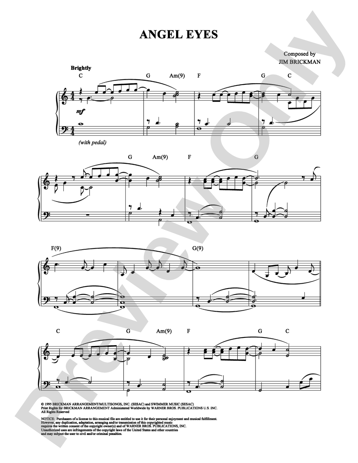 Angel Eyes: Piano Digital Sheet Music