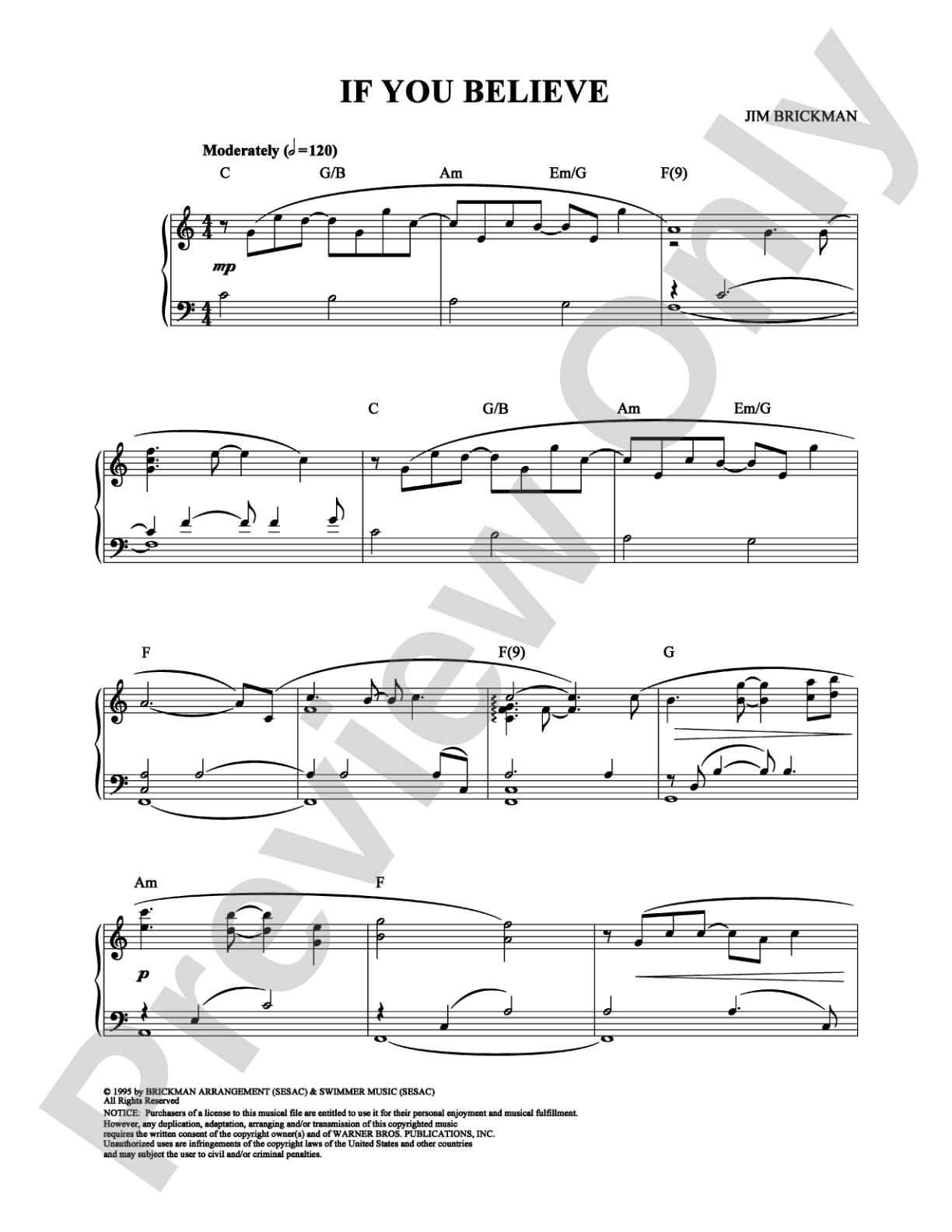 If You Believe: Piano Digital Sheet Music