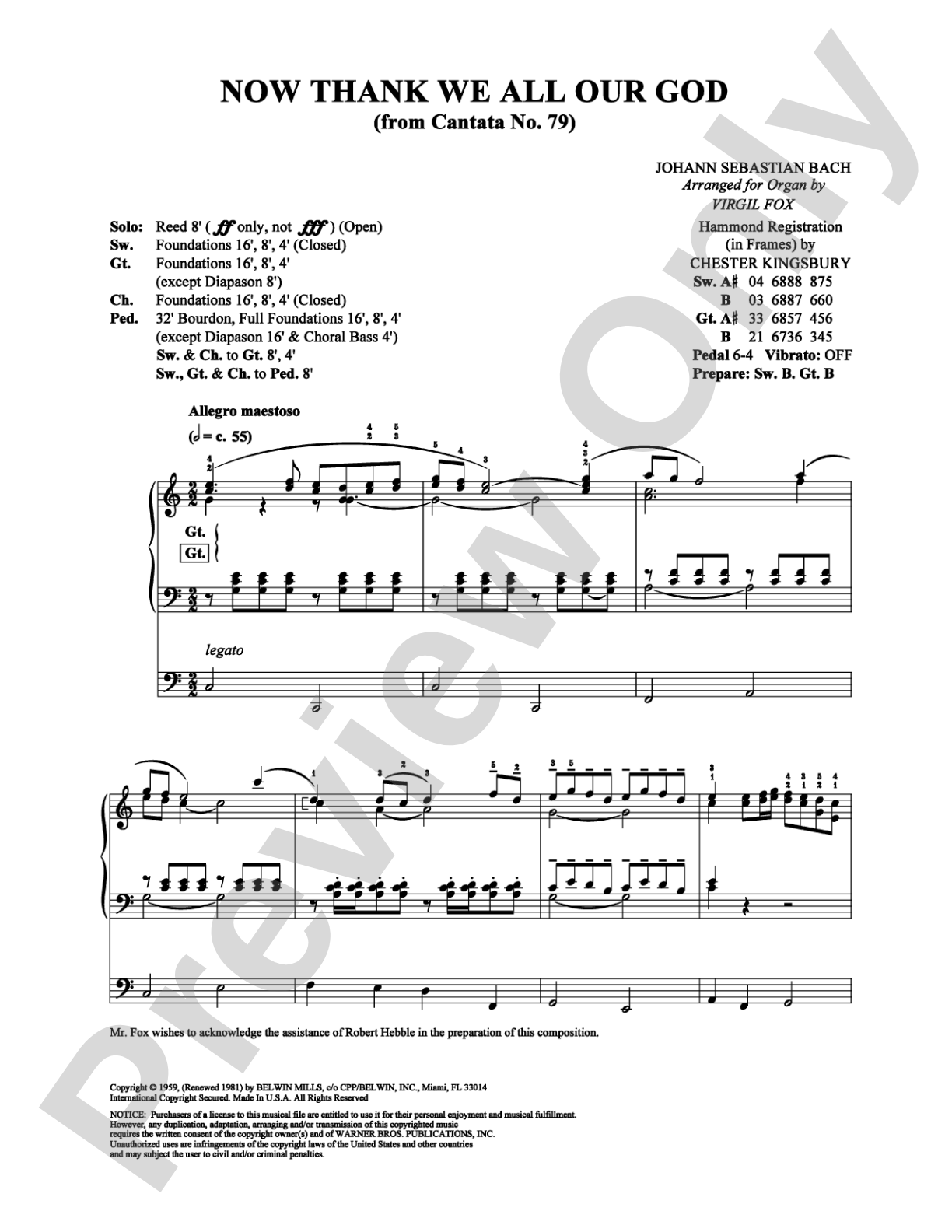 Now Thank We All Our God (from Cantata No. 79): Organ Digital Sheet Music