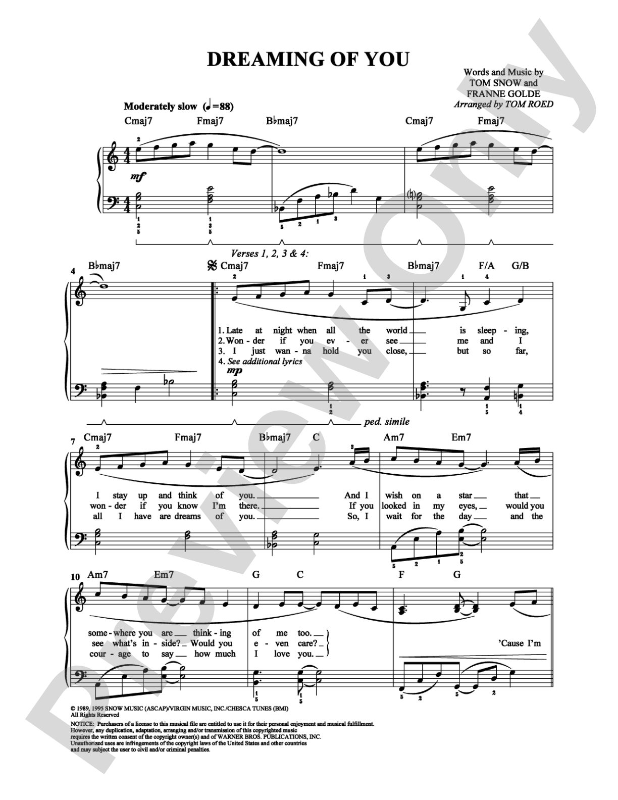 Dreaming of You: Easy Piano Digital Sheet Music