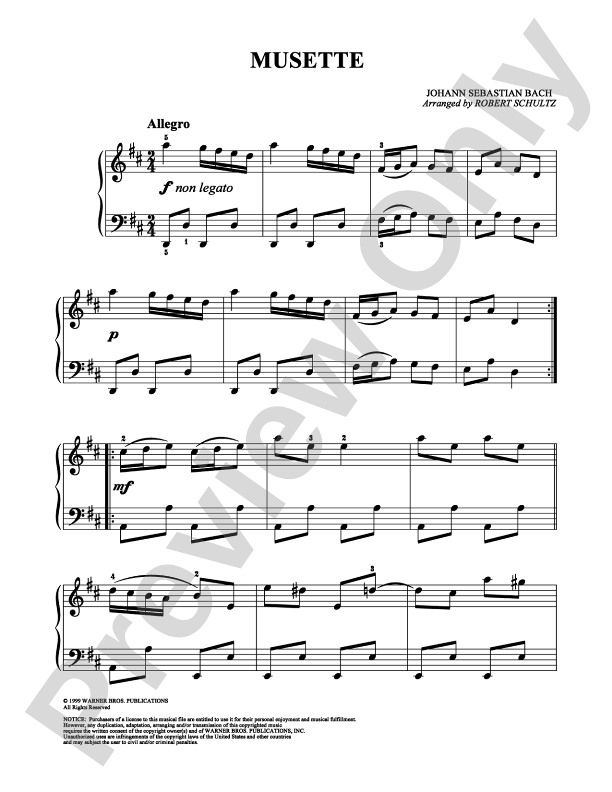 Musette: Easy Piano Digital Sheet Music