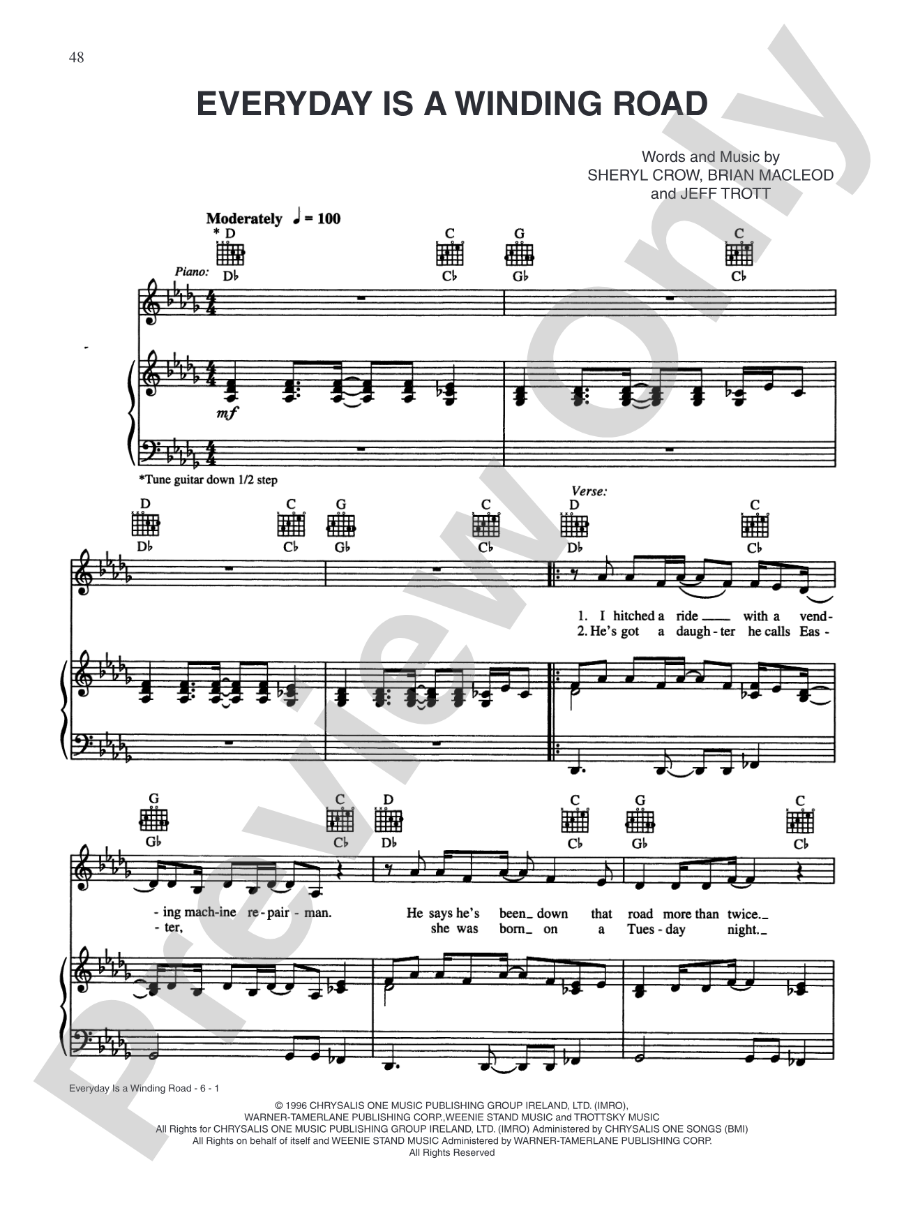 Everyday Is A Winding Road: Piano/Vocal/Chords Digital Sheet Music