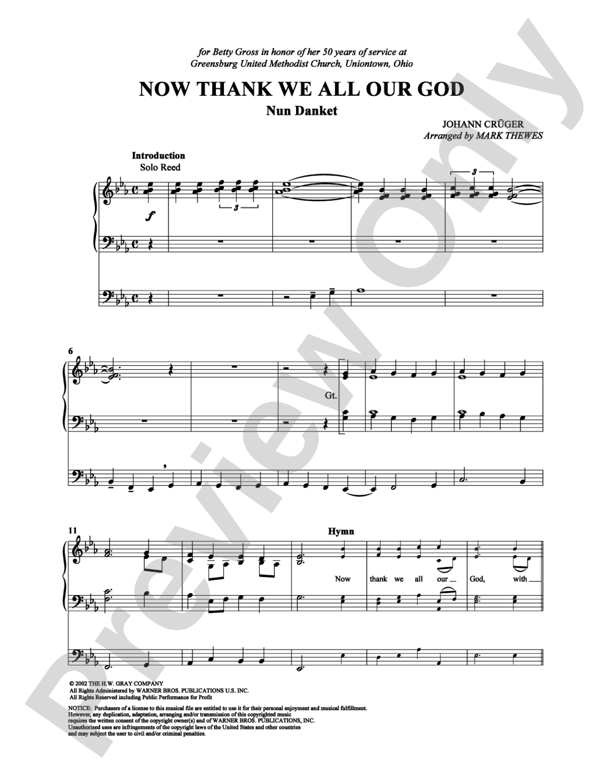 Now Thank We All Our God: Organ Digital Sheet Music