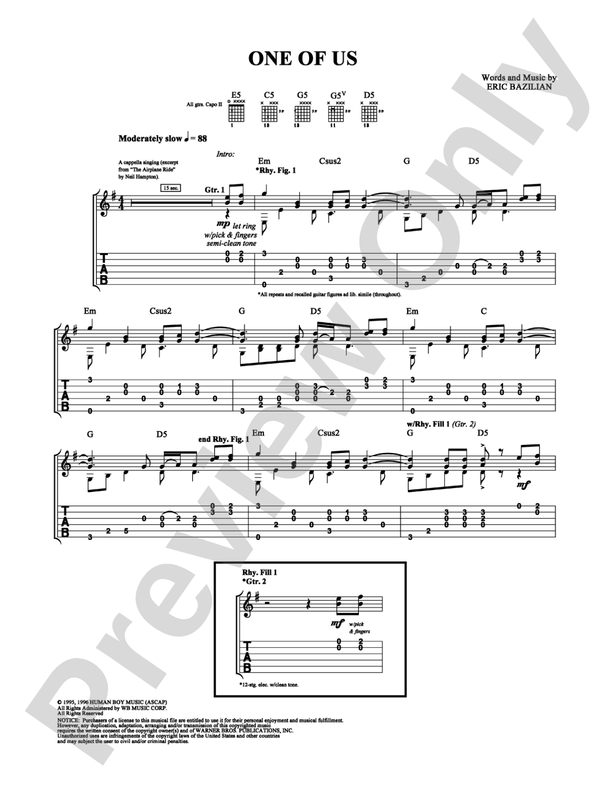 One of Us: Guitar TAB Digital Sheet Music