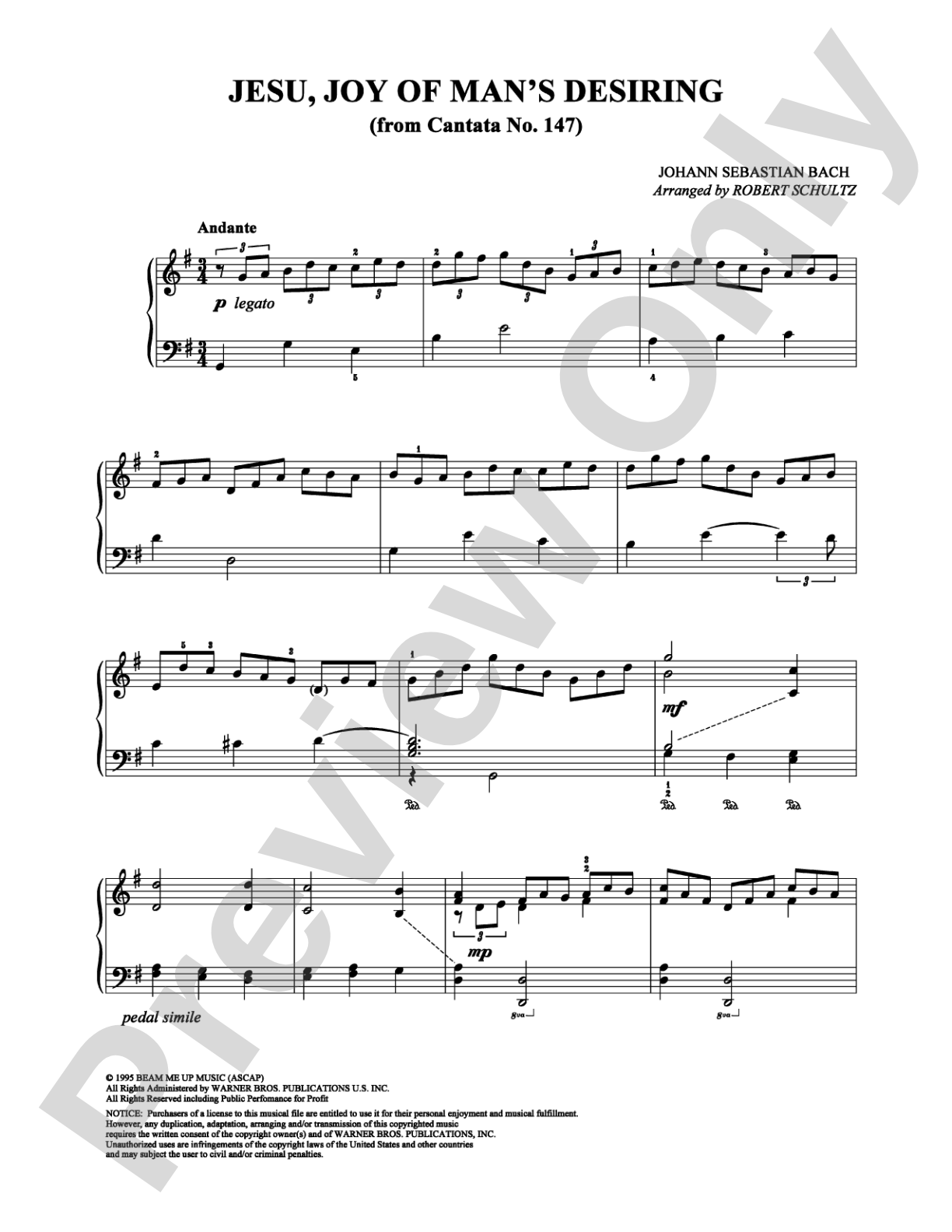 Jesu, Joy of Man's Desiring: Piano Digital Sheet Music