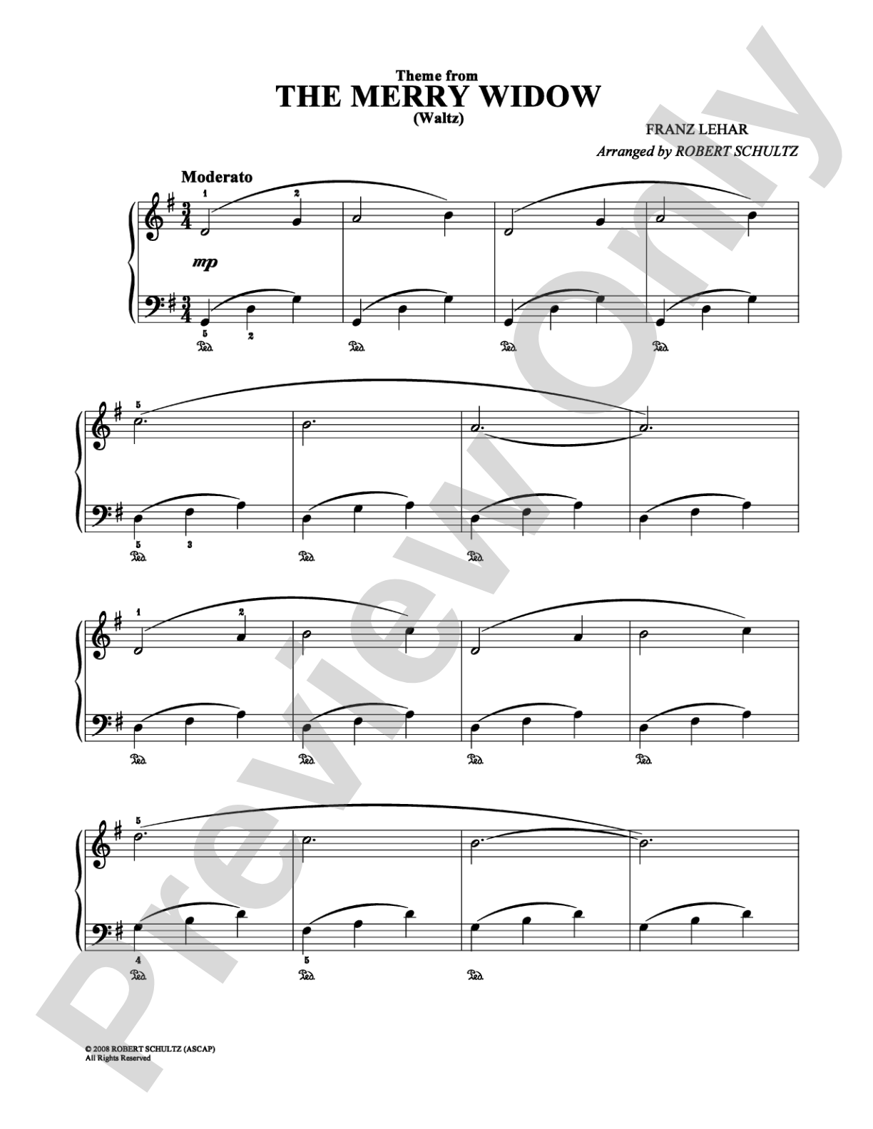 The Merry Widow: Easy Piano Digital Sheet Music