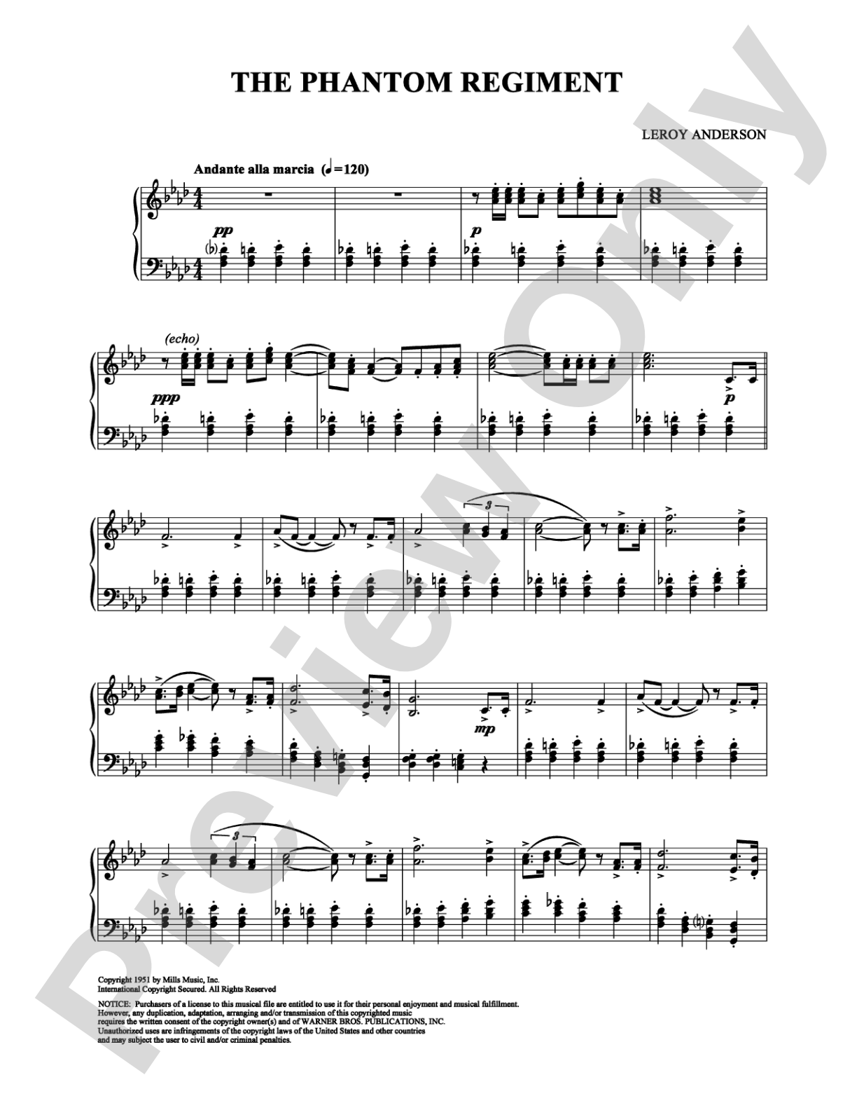 The Phantom Regiment: Piano Digital Sheet Music