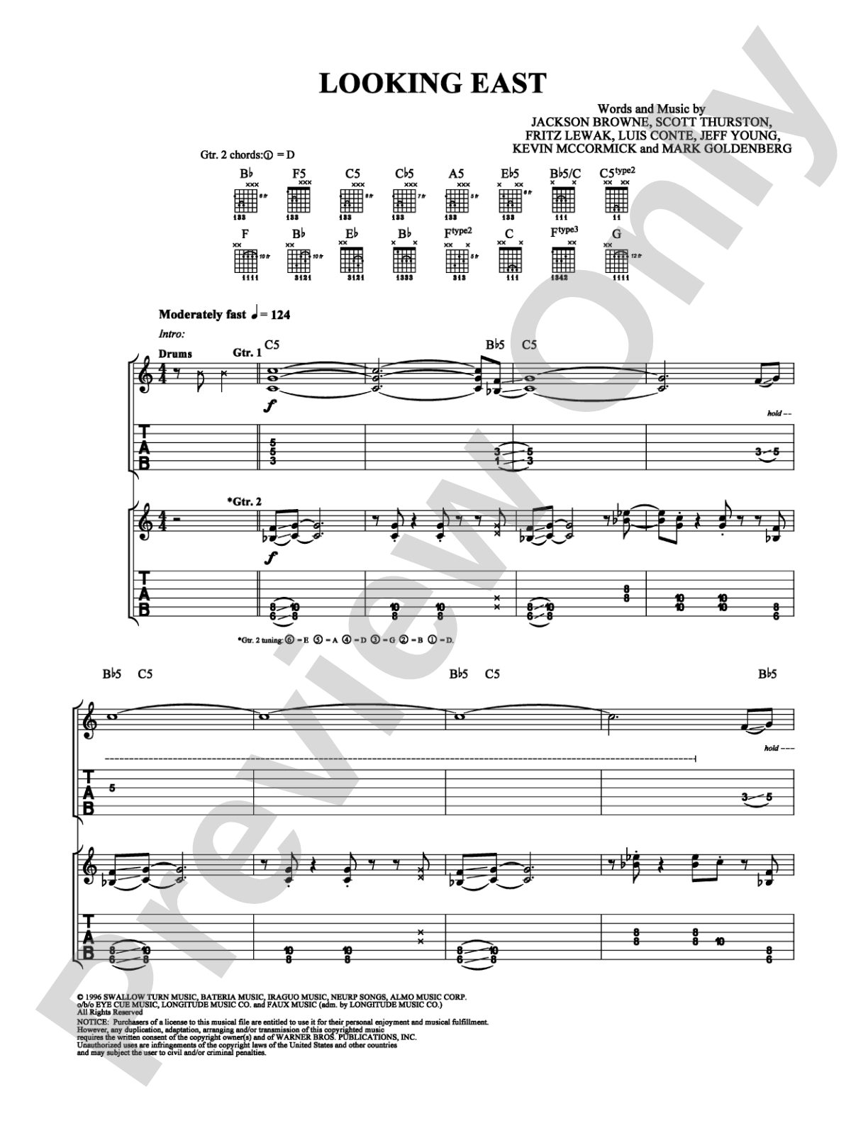 Looking East: Guitar TAB Digital Sheet Music