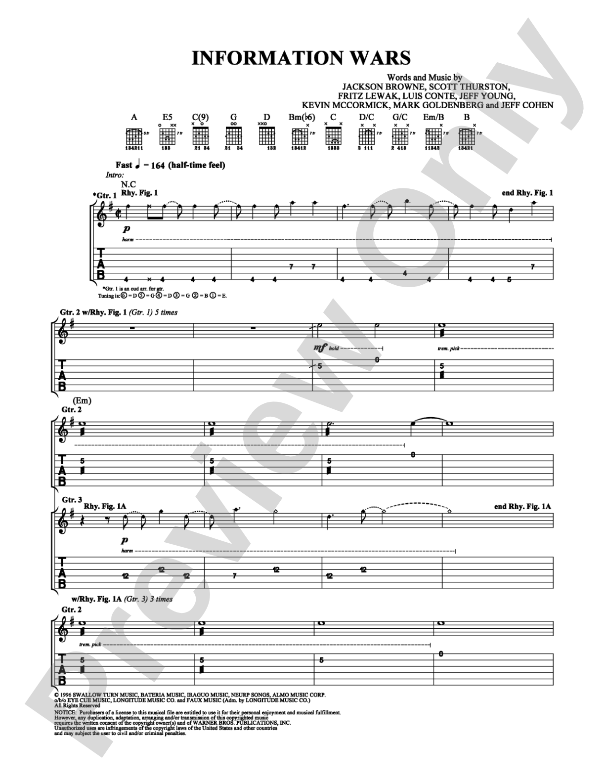 Information Wars: Guitar TAB Digital Sheet Music