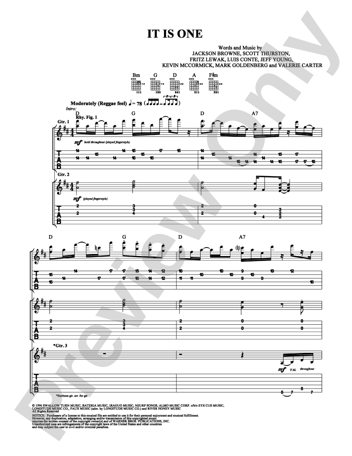 It Is One: Guitar TAB Digital Sheet Music