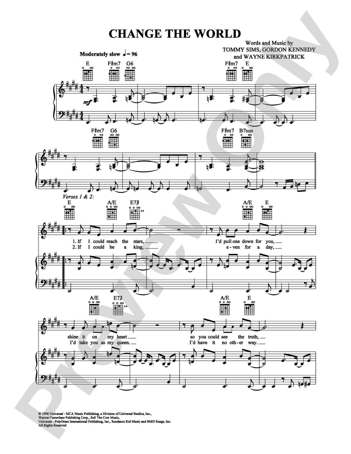 Change the World: Piano/Vocal/Chords Digital Sheet Music
